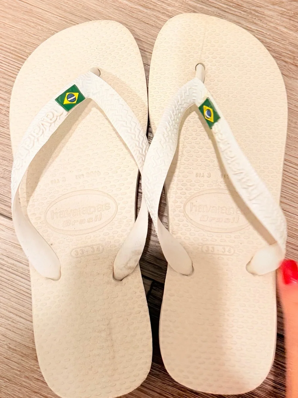 Havaianas Women’s Cream Flip Flops with Brazil Flag Accent